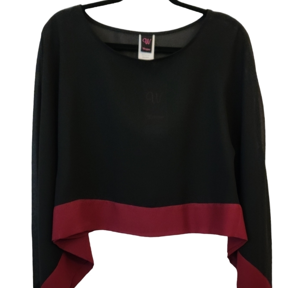 Wrapper: Vintage Waist Length Cover Up Red and Black Size S